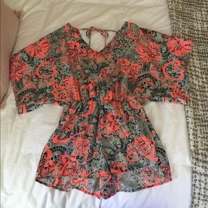 Neon romper with bell sleeves